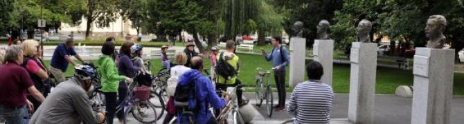 Guided cycling tour, Monuments dedicated to famous personalities, 21 August 2014, photo: Simon Cigula