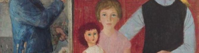 Janez Vidic, Autoportrait with family, 1959, oil on canvas