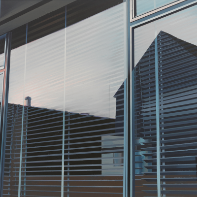 France Mesarič, Reflection in the Window, around 1974, acrylic on canvas, 100 x 130, photo: Damjan Švarc