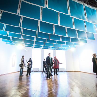 Installation by Álvaro Barrios, opening of the exhibition VIS-Á-VIS, photo: Matej Kristovič