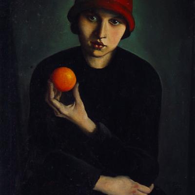 Ivan Kos, Deklica z oranžo, 1927, olje na platno, 75 x 57 cm, foto: Damjan Švarc
