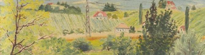 Ivan Kos, Motiv iz Slovenskih Konjic, 1934, olje na lepenki