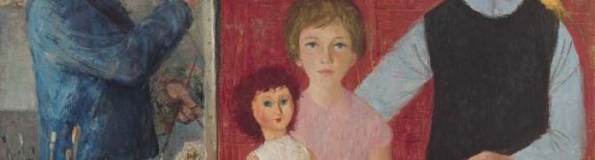 Janez Vidic, Self-portrait with Family,1959, oil on canvas