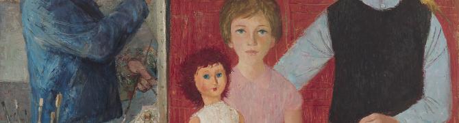 Janez Vidic, Selfportret with Family, 1959, oil on canvas