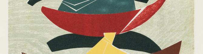 Japanese Boats, c. 1958, colour woodcut, 50.5 x 40.5 / 61 x 48.5 cm. Maribor Art Gallery. Photo: Jan Hecl