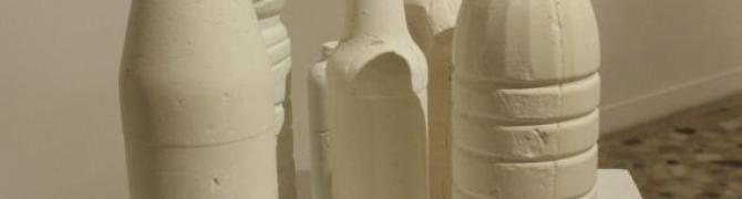 Marko Pogačnik, Plaster casts of bottles, 1965-68, plaster, photo: UGM archive