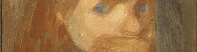 Slavko Kores, Girls head, tempera on cardboard, around 1953