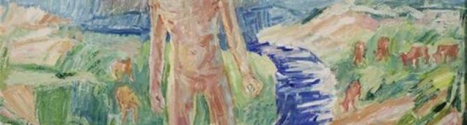 Jan Oeltjen, By the Stream, 1959, oil on canvas, 70 x 97 cm, photo: Damjan Švarc