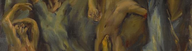 Zoran Mušič, Vstajenje, 1935, olje na platnu, 160 x 89 cm, UGM
